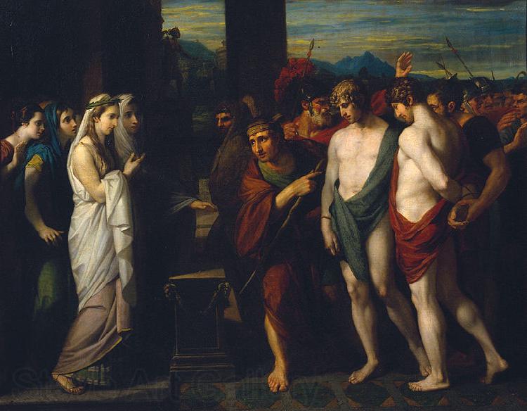 Benjamin West Pylades and Orestes Brought as Victims before Iphigenia Spain oil painting art